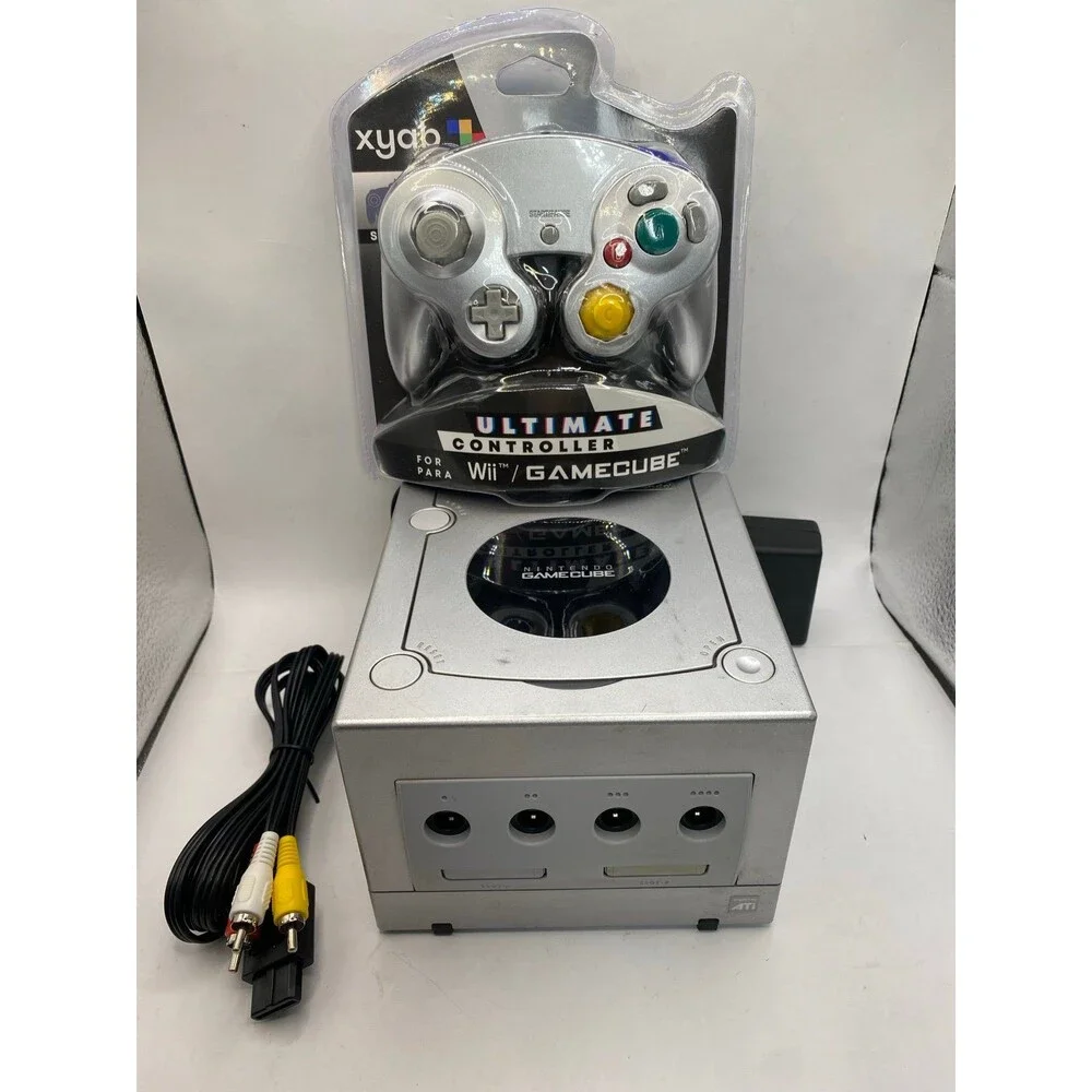Platinum Nintendo GameCube Console DOL-101 silver W Controller +Wires